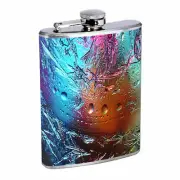 Frozen Fractal Em1 Flask 8oz Stainless Steel Hip Drinking Whiskey