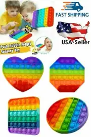 Push Pop Bubble It Silicone Sensory Fidget Rainbow Toy Autism Stress Relief Game