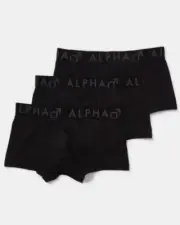 Alpha Mens Black 3 Pack Microfibre Trunks Sizes XS-3XL