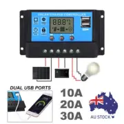 USB 10A/20A/30A 12V-24V Solar Panel Regulator Charge Controller