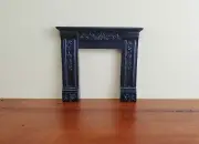 Dollhouse Miniature Fireplace Surround Victorian with Flowers Black 1:12 Scale