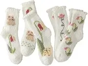 [HACODAN] 5 Pairs Warm Winter Socks Kawaii Cute Cute Plush Socks Sherpa Thicken Fleece Fuzzy Japanese Fluffy Socks