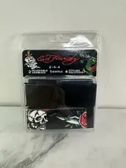 Ed Hardy Men's Adjustable Canvas Belt Set 2 Reversible Webbings Buckle NEW