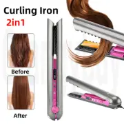 2 in 1 Mini Curling Iron Portable Splint Hair Straightener Wireless USB Charging