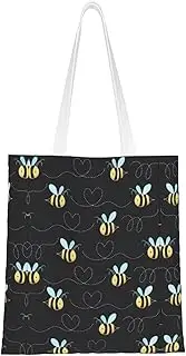 GaxfjRu Bumble Bees Canvas Tote Bag for Women,Concert Tour Tote Bag, Bag Reusable Large Capacity Women Handbags, Black, One Size, Black, One Size