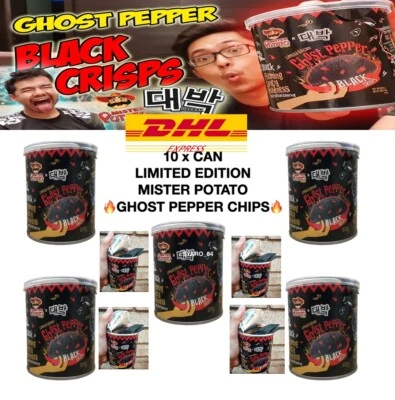 10X Ghost Pepper Mr.Potato Spicy Black Chips Challenge Very Hottest Snack Halal