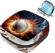 Period Bag,Sanitary Napkin Storage Bag,Baseball Fire and Water,Tampon Bag for Purse