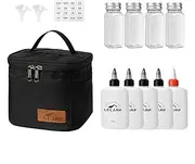 camping condiment kit, outdoor condiment bottle set, camping condiment bottle set, condiment dispenser, dressing container with almac bag