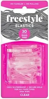 Freestyle Snag Free Elastics, Clear, 4 mm, Large (30-Pieces)
