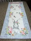 Novogratz Spring Easter Blue Bunny 14 x 72" Table Runner Checked Butterflies NWT