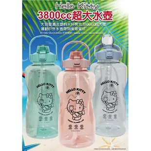 媽媽買 KITTY KT 超大水壺 吸管水壺 手提水壺 運動水壺 (3800ml)