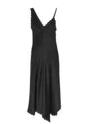 Isabel Marant Ayrich Eyelet-embellished Silk-satin Slip Dress - Black - 40 (UK12 / M) 40 (UK12 / M)