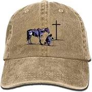 [Source Point] Cowboy Horse Prayer Cross Unisex Adult Baseball Hat Sports Outdoor Cowboy Cap for Men and Women Snapback