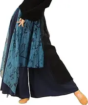 [Angcoco] Women's Chinese Calligraphy Retro Elegant Loose Fit Chiffon Pants