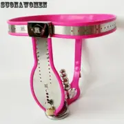 Pink Silicone Stainles Steel Chastity Belt Pants T-type Chastity Device Products