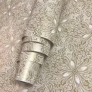 zaring Decorative Contact Paper Self Adhesive Shelf Drawer Liner Sticker 17.7 inch by 9.8 Feet (Vintage Champagne)