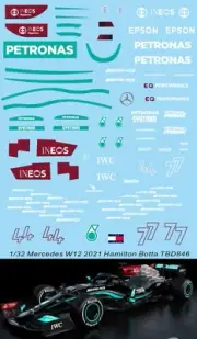 1/32 Decals for Mercedes W12 2021 Hamilton BottasSlot Cars F1 TBD846