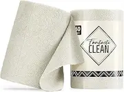Fantasticlean Microfiber Cleaning Cloth Roll -60 Pack, Tear Away Towels, 8" x 8", Reusable Washable Rags (Off-White)