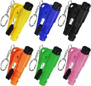 MILEBAS 6 Pack Car Window Breaker Tool Keychain, 3 in 1 Glass Breakers Seatbelt Cutter Rescue Whistle, Emergency Keychain Car Escape Tool Applicable to All Cars, Car Accessories