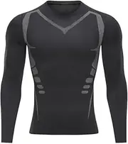 [Smatstyle] Men's Compression Shirt Athletic Sports Long Sleeve Baselayer Quick-Drying Breathable Running Shirt for Fitness