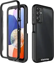 wahhle Compatible with Samsung Galaxy A14 5G Case, Built in Screen Protector Full Body Shockproof Slim Fit Bumper Protective Phone Cover for Samsung A14 4G/5G 6.6 Inch Men Women-Black/Clear