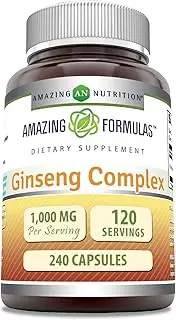 Amazing Formulas Ginseng Complex - 1000 Mg Per Serving, 240 Capsules - Supports Healthy Immune System - Supports Energy Production - Boosts Mental Alertness.