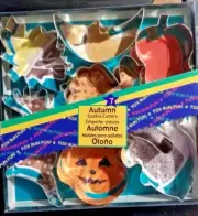 Set of 7 Autumn Cookie Cutters Metal 1" Sides Leaf, Pumpkin, Turkey, Squirrel ++