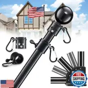 Black Flag Poles for Outside House,6ft Tangle Free Spinning Flag Pole for Hou