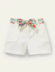 Twill Cargo Shorts White Girls Boden