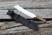 Custom Handmade D2 Steel Machete Full tang'Tanto' Walnut Handle With Leather