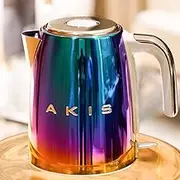 AKIS La Fête Design Stainless Steel Kettle 1.7 L 2400 W Electric Kettle with Limescale Filter (Rainbow)