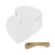 100 Pcs Blank Gift Tags with String, 2x1.8" Heart Kraft Tags, White