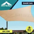 Instahut Shade Sail Cloth Shadecloth Rectangle Heavy Duty Sand Sun Canopy 6x8m