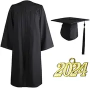 [VALICLUD] Pre School Graduation Gowns Decoration Women Bridal Dress Adults Graduation Caps Adult Costumes Graduation Cap Gown Going Kindergarten Graduation Gown Matte Plain Weave Black