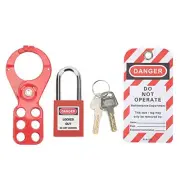 Padlocks Hasps Set, Lockout Tagout Kit 6 Hole Security Tamper Proof for7849