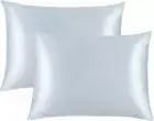 2 Pack Zipped Satin Standard Pillowcases for Hair and Skin, Silky and Super Soft