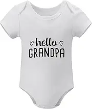 [WOOYONGING] Hello Grandpa Baby Going Home Outfit Boy Short Sleeve Going Home Hospital Outfit for Baby White Boy Onsies3-6 Mont