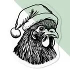 'Chicken with a Santa Hat' Clear Decal Stickers (DC043529)