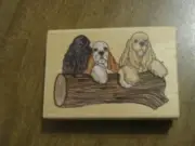 STAMPA ROSA COCKER TRIO DOGS RUBBER STAMP
