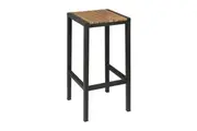 Bolero Black Steel & Acacia Wood Bar Stools (Pack of 2) - Cafe Bar Stools (DS156) - DS156