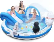 Inflatable Play Center, Kiddie Pool with Slide for Children, Sprinkler, Ice &...
