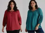 Autograph Top PLUS Size 18 Tunic Shirt Blouse 3/4 Sleeve Viscose Dip Hem RP$80