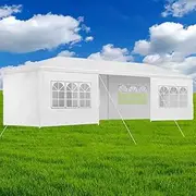 3x9 Meters 8 Panels Marquee Party Tent - UV and Water-Resistant, Excellent Ventilation, Folds Easily, Transparent Windows - White Powder-Coated Steel Frame, Ideal for Outdoor Gatherings