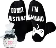 [Sensemory] Do Not Disturb I'm Gaming Socks,Boy Gifts Ideas,Men Gifts For Christmas,Funny Gamer Socks Gifts for Men,Him,Dad,Sons,TeenBoys