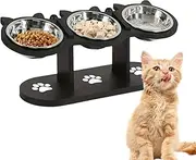 Raised Dog Bowl Stand | Dog Elevated Food Bowl Tilted Water Feeder Adjustable Height Spill-Proof Pet Feeding Station with 3 Stainless Steel Dishes Supplies for Puppies Cats