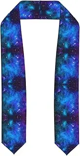 [WURTON] Galaxy Print Unisex Adult Graduation Stole Class Of 2024 Polyester Shawl Stole With Trim Honor