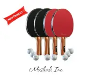 JP WinLook Ping Pong Paddles Sets of 4 - Portable Table Tennis Paddle Set with