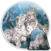 Wild Animal Art Whisper White Snow Leopards Round Beach Towel