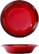 Soup Plate,Dinner Plate,Soup Mug,Pasta Bowls, Set of 2, Plate Bowls Ceramic, Serving Plates Porcelain, Low Bowls Dishes, Pasta/Soup Serving Bowls Large, Porcelain Dishes-red-600ml, 20x20x4cm (Color :
