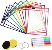 DIYEAH 1 Set Dry Erase Bag Set Document Folders File Bags Job Ticket Holders Reusable File Holders Dry Erase Sleeves File Organizers Dry Erase Pocket Sleeves Homeschool Supplies PVC
